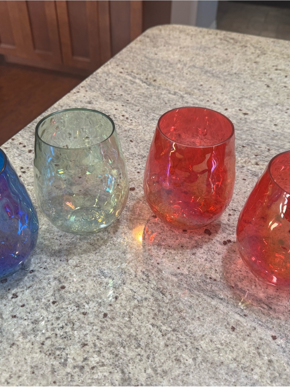 Set of plastic wine glasses